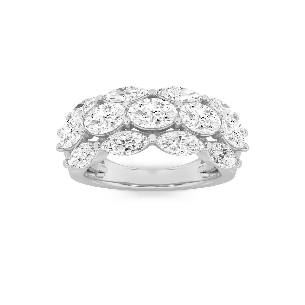 3CTW Oval Lab-Grown Diamond Prong Multi Stone Band Ring 13 Stones