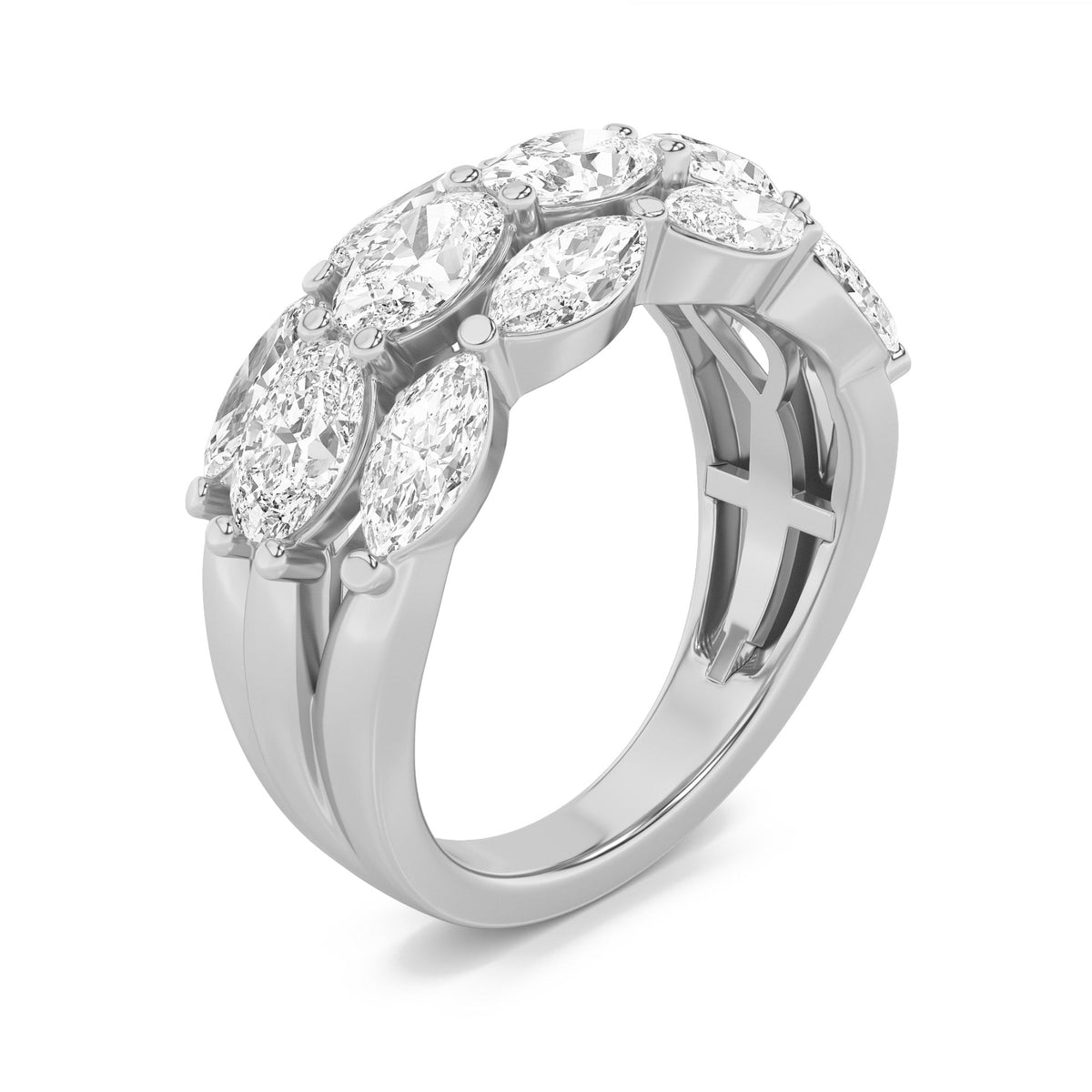 3CTW Oval Lab-Grown Diamond Prong Multi Stone Band Ring 13 Stones