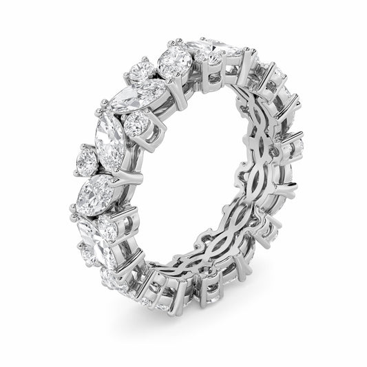 3CTW Marquise Lab-Grown Diamond Prong Eternity Band Ring 32 Stones VS Clarity