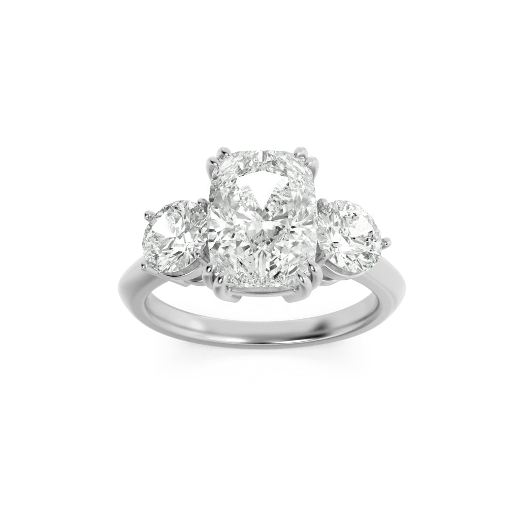 3CTW Elongated Cushion Lab-Grown Diamond Bold Three Stone Ring 3 Stones
