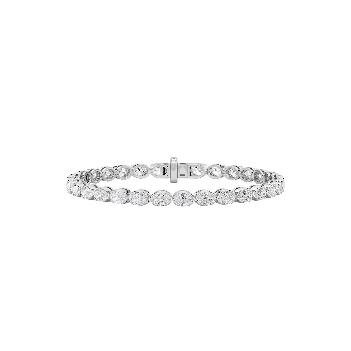 5.5CTW Oval Lab-Grown Diamond Prong Tennis Bracelet 30 Stones
