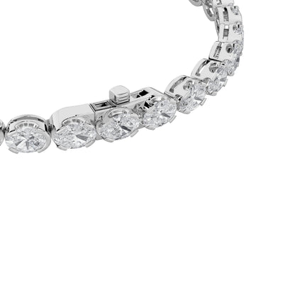 5.5CTW Oval Lab-Grown Diamond Prong Tennis Bracelet 30 Stones