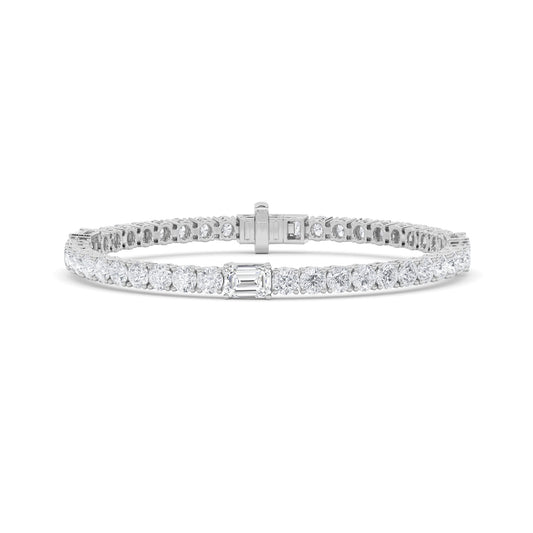 10CTW Emerald Lab-Grown Diamond Prong East West Station Bracelet 45 Stones