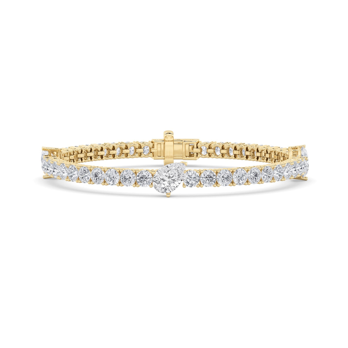 10CTW Pear Lab-Grown Diamond Prong East West Station Bracelet 47 Stones
