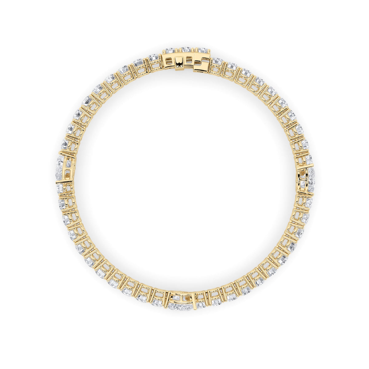 10CTW Pear Lab-Grown Diamond Prong East West Station Bracelet 47 Stones