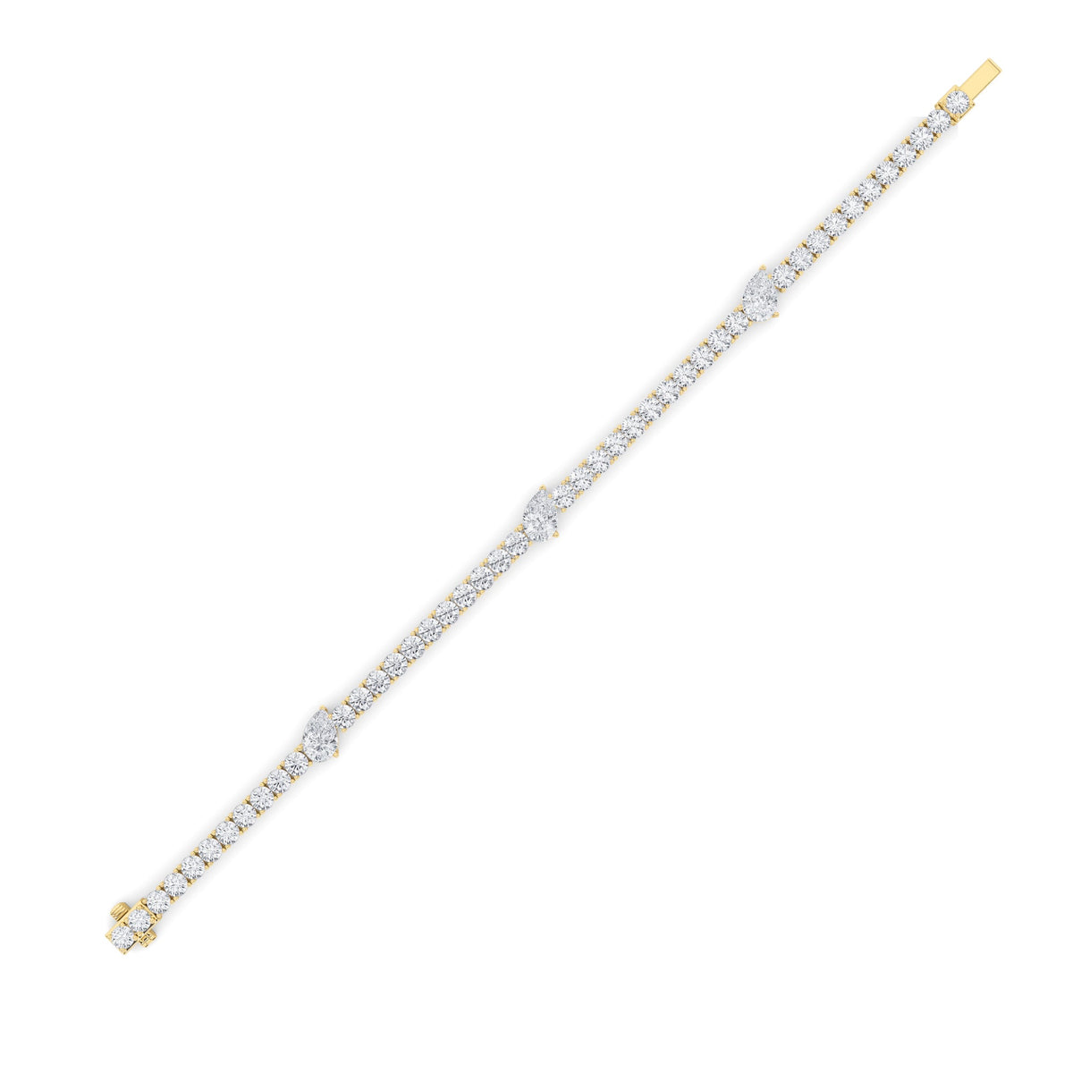10CTW Pear Lab-Grown Diamond Prong East West Station Bracelet 47 Stones