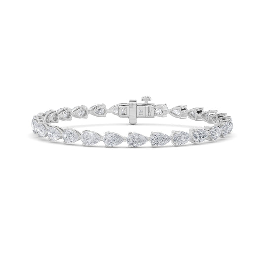 8.5CTW Pear Lab-Grown Diamond Prong Fancy Line Bracelet 27 Stones