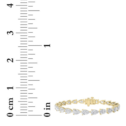 8.5CTW Pear Lab-Grown Diamond Prong Fancy Line Bracelet 27 Stones