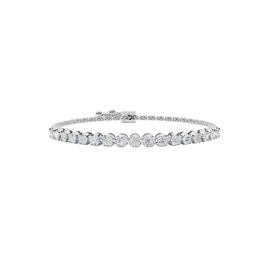 1CTW Round Lab-Grown Diamond Prong Bolo Bracelet 17 Stones