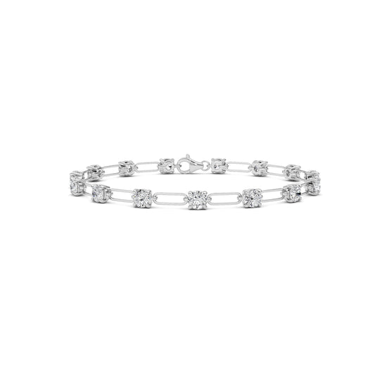 3CTW Round Lab-Grown Diamond Prong Station Bracelet 15 Stones