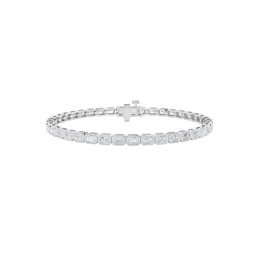 15CTW Emerald Lab-Grown Diamond East West Bezel Set Bracelet 27 Stones