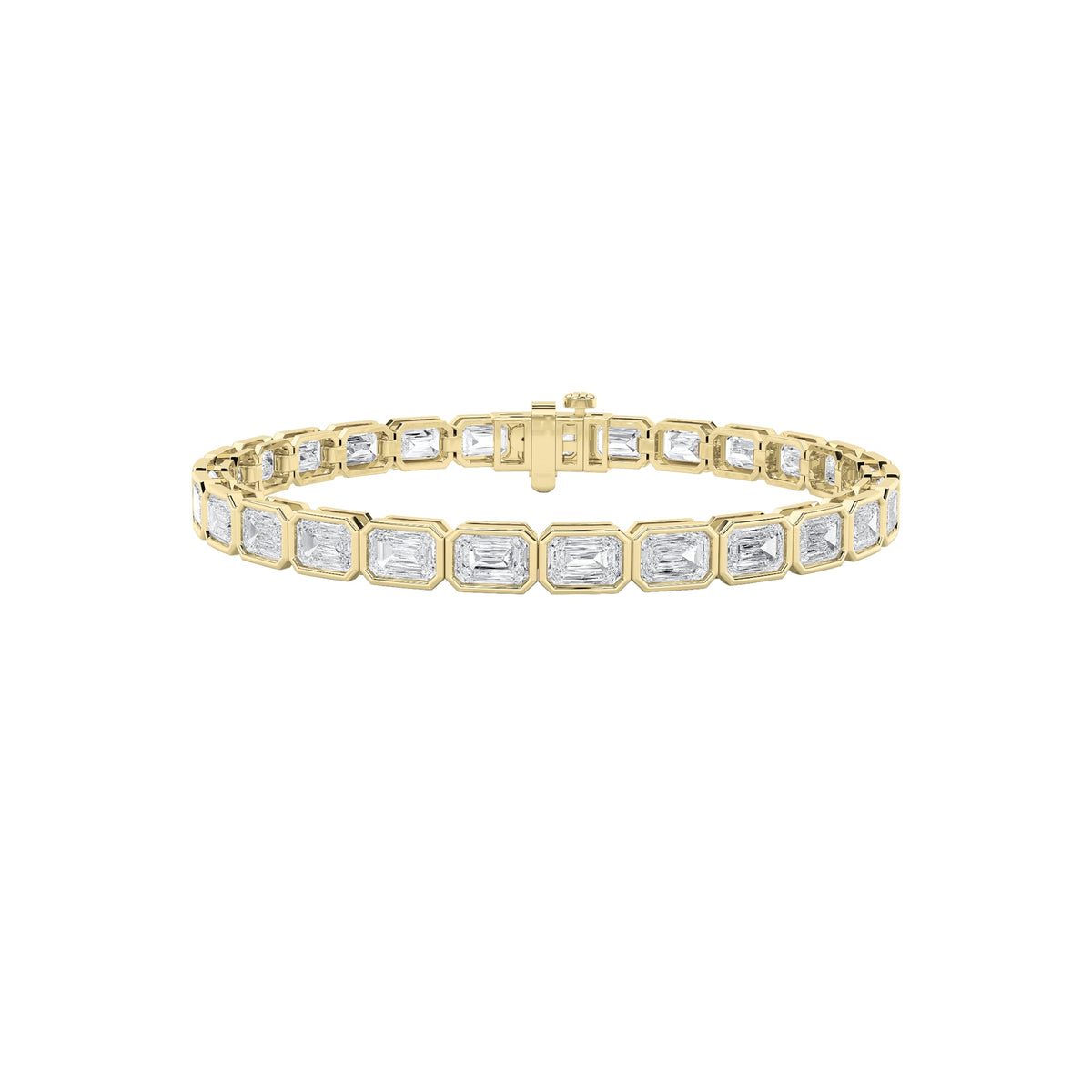15CTW Emerald Lab-Grown Diamond East West Bezel Set Bracelet 27 Stones