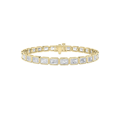 15CTW Emerald Lab-Grown Diamond East West Bezel Set Bracelet 27 Stones