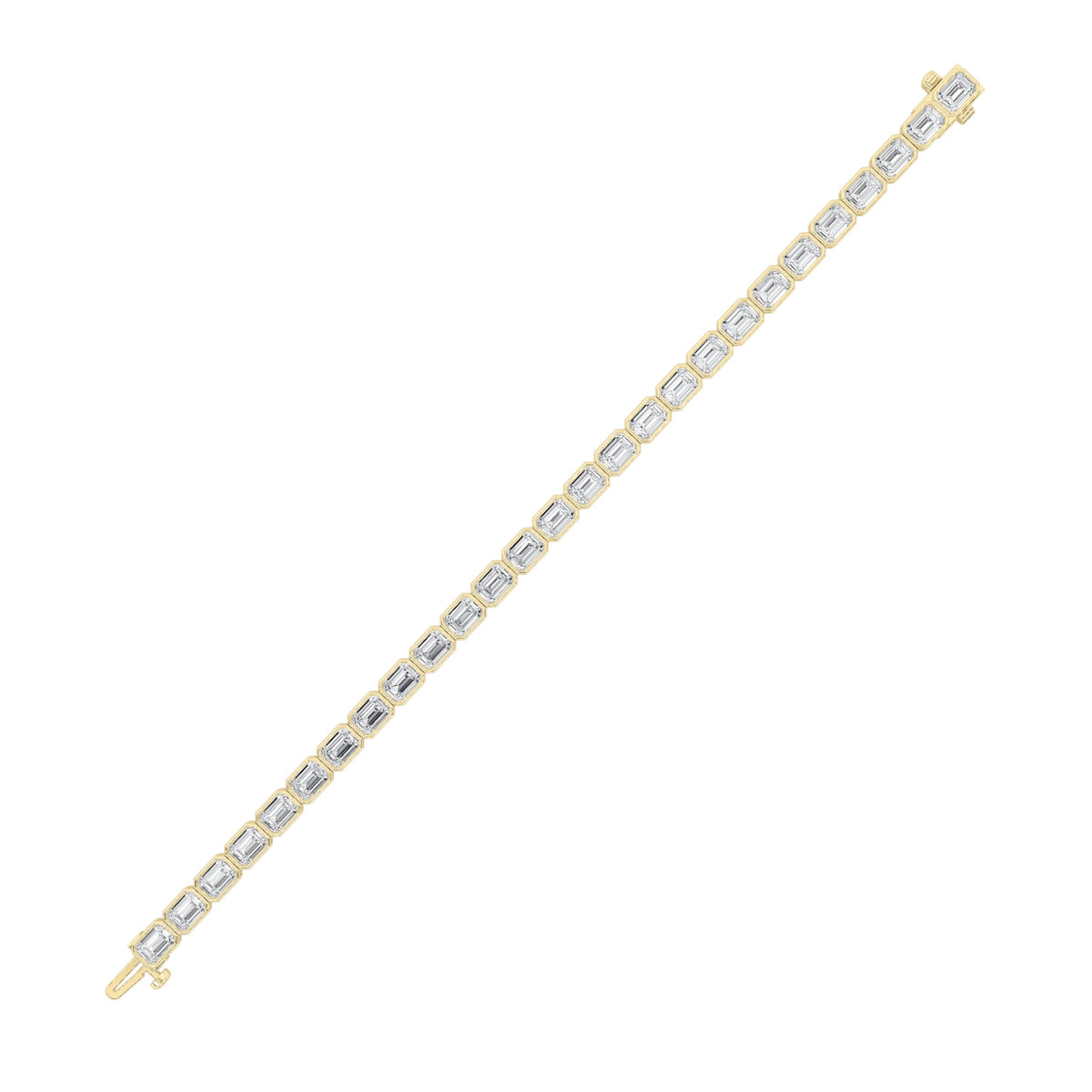 15CTW Emerald Lab-Grown Diamond East West Bezel Set Bracelet 27 Stones