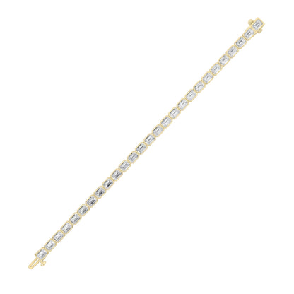 15CTW Emerald Lab-Grown Diamond East West Bezel Set Bracelet 27 Stones