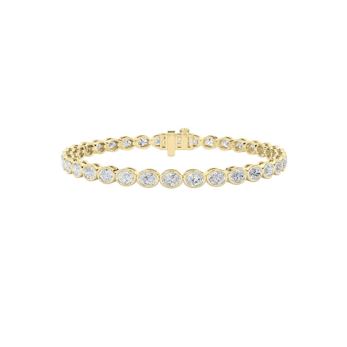 12CTW Oval Lab-Grown Diamond East West Bezel Set Bracelet 24 Stones