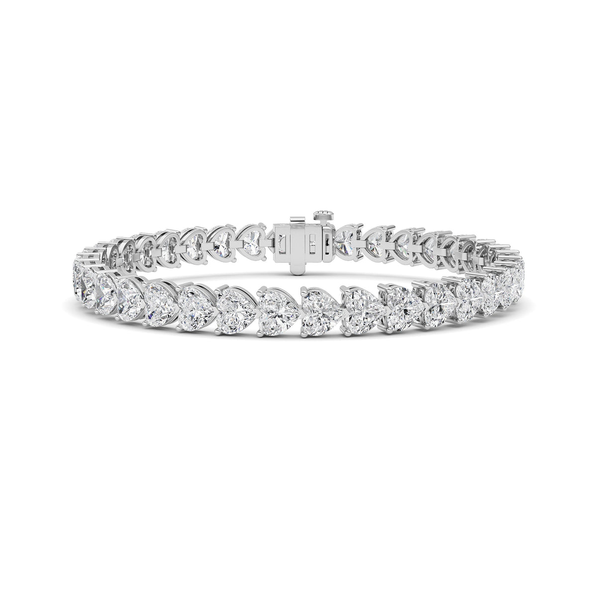 18CTW Heart Lab-Grown Diamond Prong Bracelet 36 Stones