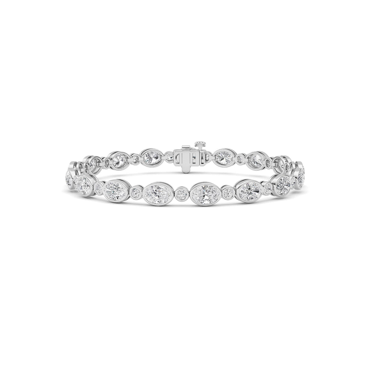 8CTW Oval And Round Lab-Grown Diamond Bezel Set Bracelet 34 Stones