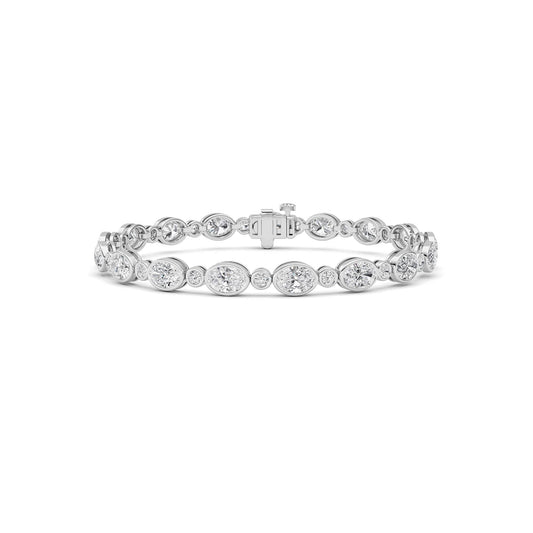 8CTW Oval And Round Lab-Grown Diamond Bezel Set Bracelet 34 Stones