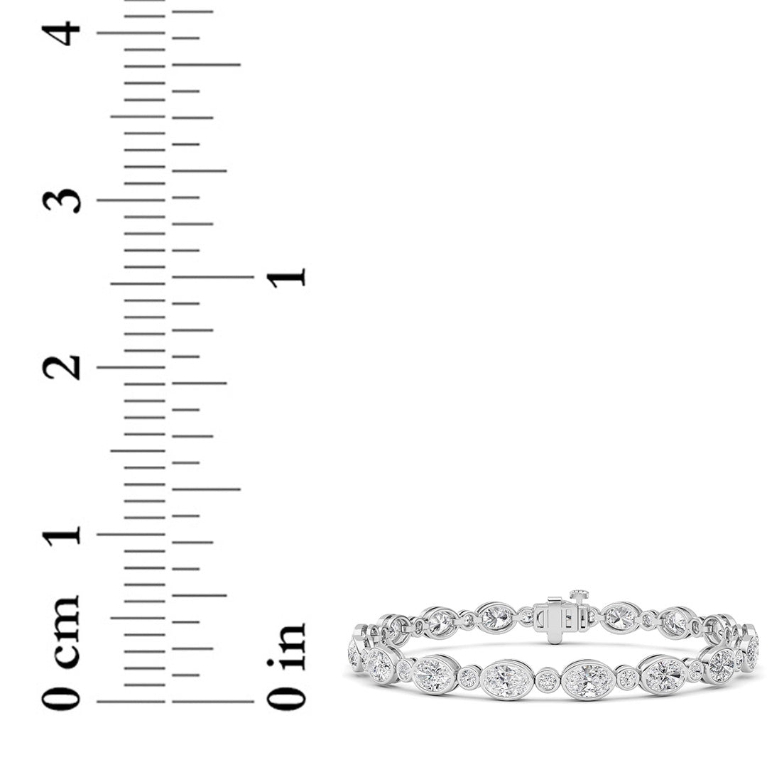 8CTW Oval And Round Lab-Grown Diamond Bezel Set Bracelet 34 Stones