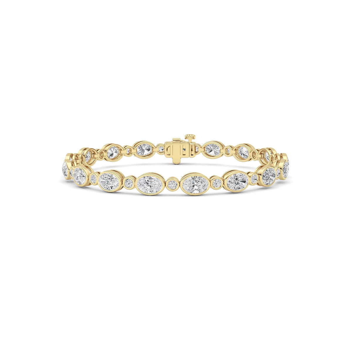 8CTW Oval And Round Lab-Grown Diamond Bezel Set Bracelet 34 Stones