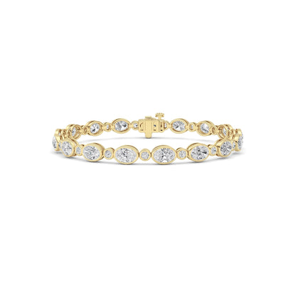 8CTW Oval And Round Lab-Grown Diamond Bezel Set Bracelet 34 Stones