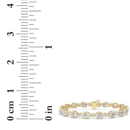 8CTW Oval And Round Lab-Grown Diamond Bezel Set Bracelet 34 Stones