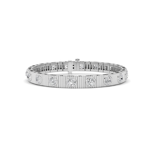 7CTW Round Lab-Grown Diamond Bezel Bangle Bracelet 18 Stones