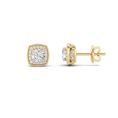 1CTW Round Lab-Grown Diamond Prong Halo Stud Earrings 50 Stones