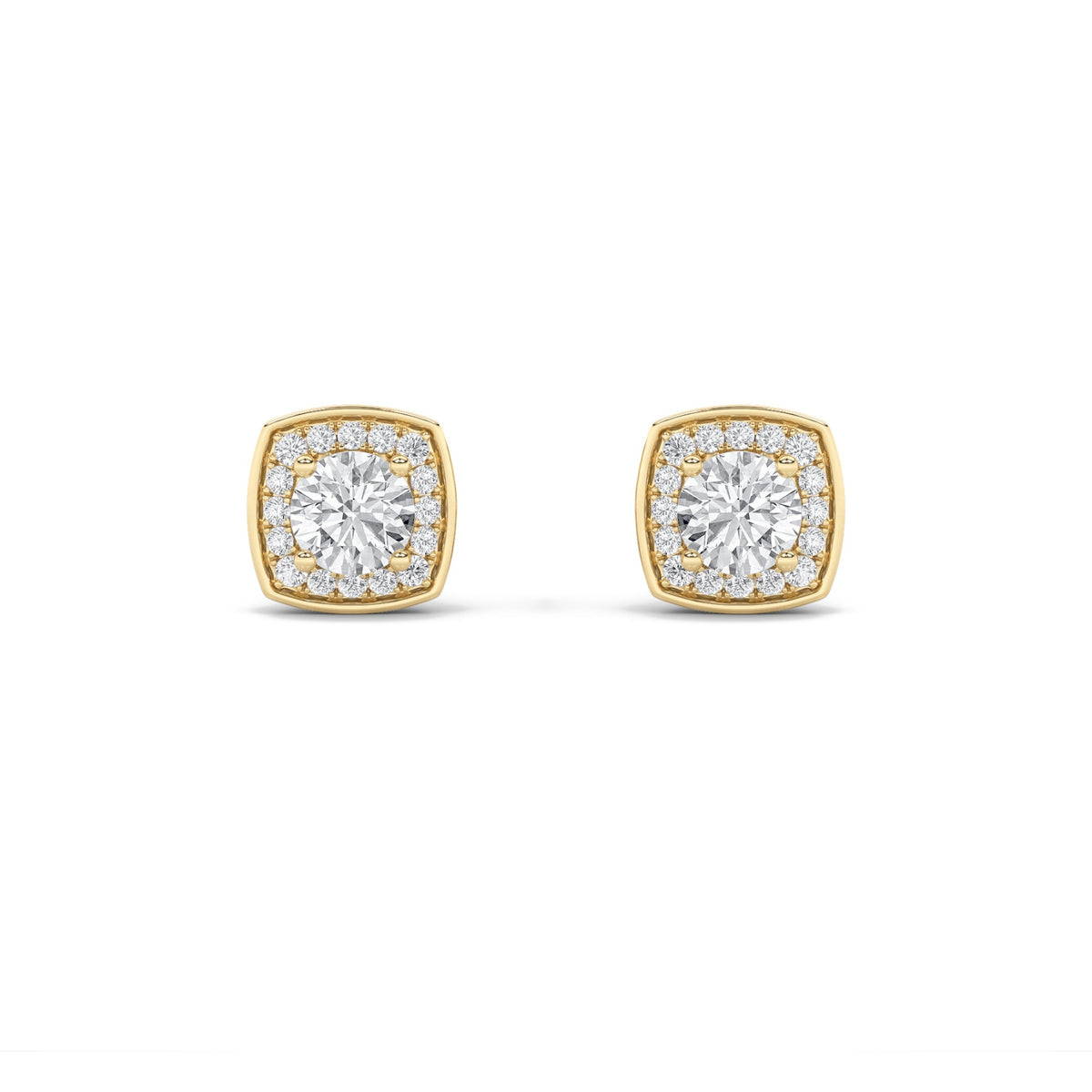 1CTW Round Lab-Grown Diamond Prong Halo Stud Earrings 50 Stones