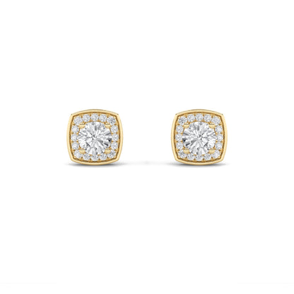 1CTW Round Lab-Grown Diamond Prong Halo Stud Earrings 50 Stones
