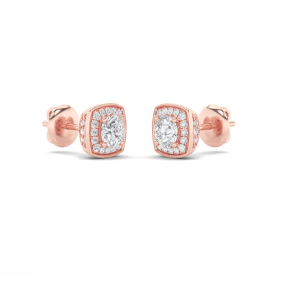 2CTW Round Lab-Grown Diamond Prong Halo Stud Earrings 58 Stones