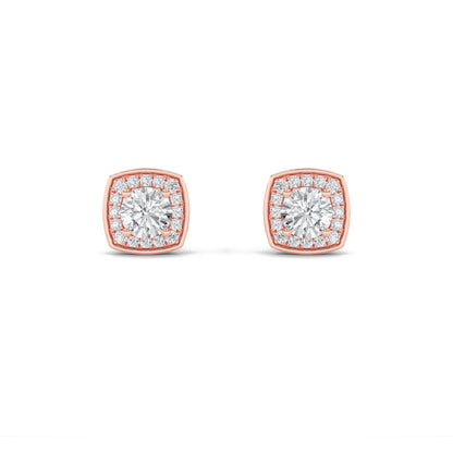 2CTW Round Lab-Grown Diamond Prong Halo Stud Earrings 58 Stones