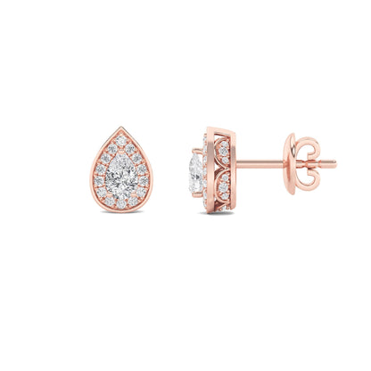 1CTW Pear Lab-Grown Diamond Prong Halo Stud Earrings 60 Stones