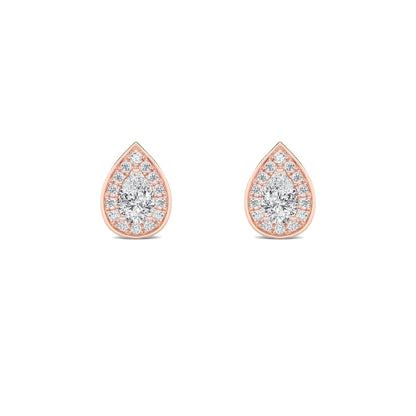 1CTW Pear Lab-Grown Diamond Prong Halo Stud Earrings 60 Stones