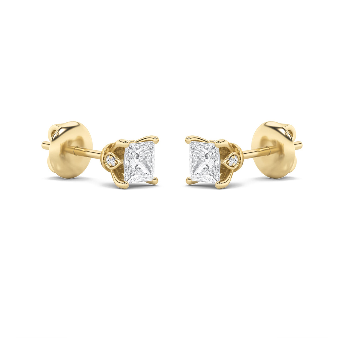 2CTW Princess Lab-Grown Diamond Prong Tulip Head Stud Earrings 18 Stones