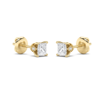 2CTW Princess Lab-Grown Diamond Prong Tulip Head Stud Earrings 18 Stones