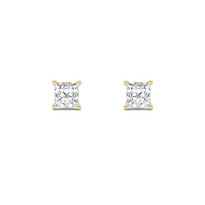 2CTW Princess Lab-Grown Diamond Prong Tulip Head Stud Earrings 18 Stones