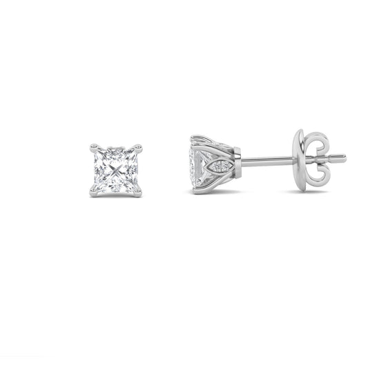 3CTW Princess Lab-Grown Diamond Prong Tulip Head Stud Earrings 18 Stones