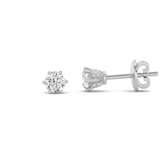 3CTW Round Lab-Grown Diamond Prong Tulip Head Stud Earrings 26 Stones