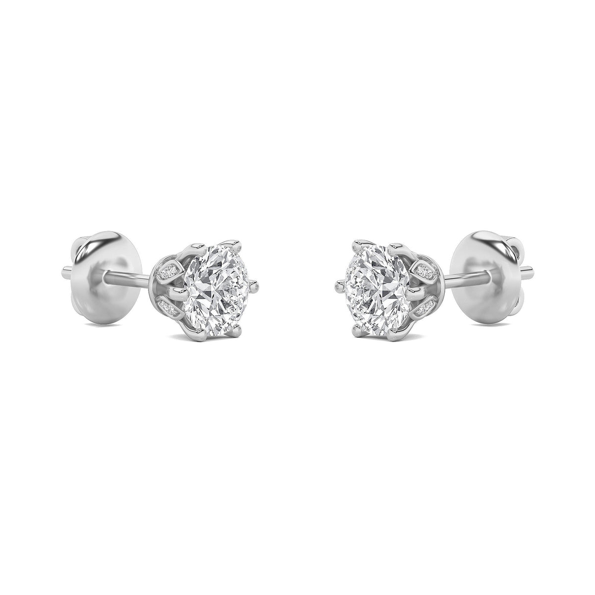3CTW Round Lab-Grown Diamond Prong Tulip Head Stud Earrings 26 Stones