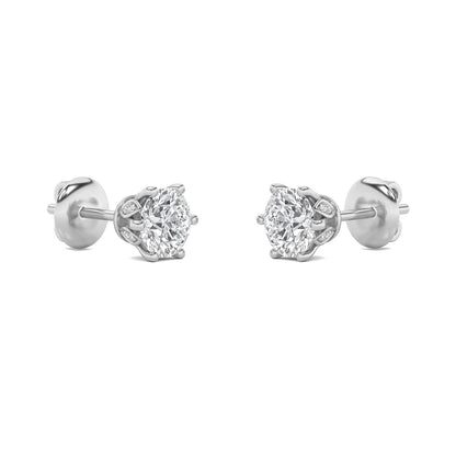 3CTW Round Lab-Grown Diamond Prong Tulip Head Stud Earrings 26 Stones