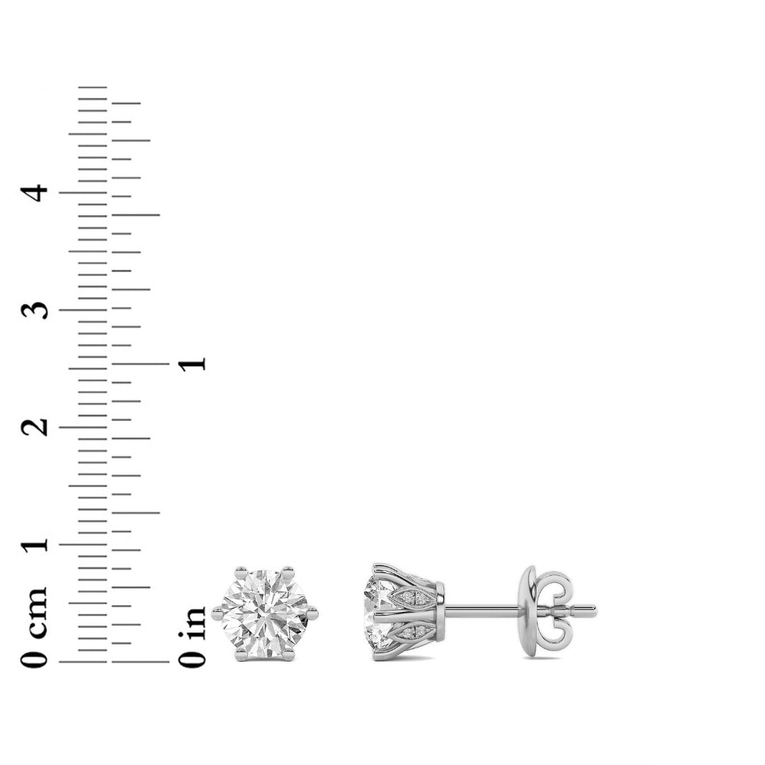 3CTW Round Lab-Grown Diamond Prong Tulip Head Stud Earrings 26 Stones