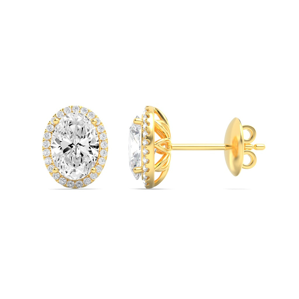 3CTW Oval Lab-Grown Diamond Prong Halo Stud Earrings 52 Stones