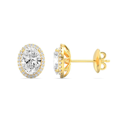 3CTW Oval Lab-Grown Diamond Prong Halo Stud Earrings 52 Stones
