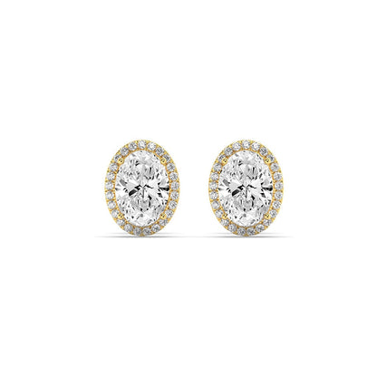 3CTW Oval Lab-Grown Diamond Prong Halo Stud Earrings 52 Stones