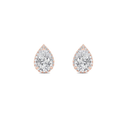 1CTW Pear Lab-Grown Diamond Prong Halo Stud Earrings 36 Stones