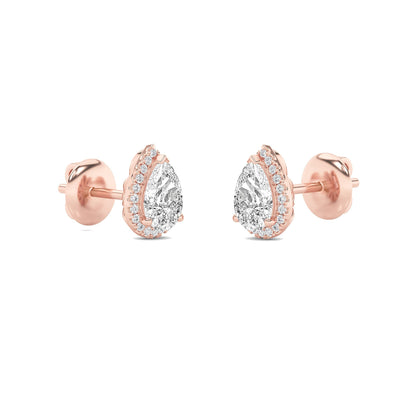 3CTW Pear Lab-Grown Diamond Prong Halo Stud Earrings 48 Stones
