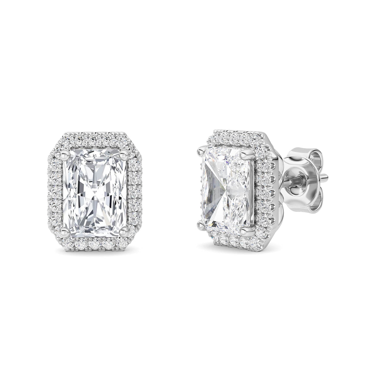2CTW Radiant Lab-Grown Diamond Earrings 42 Stones
