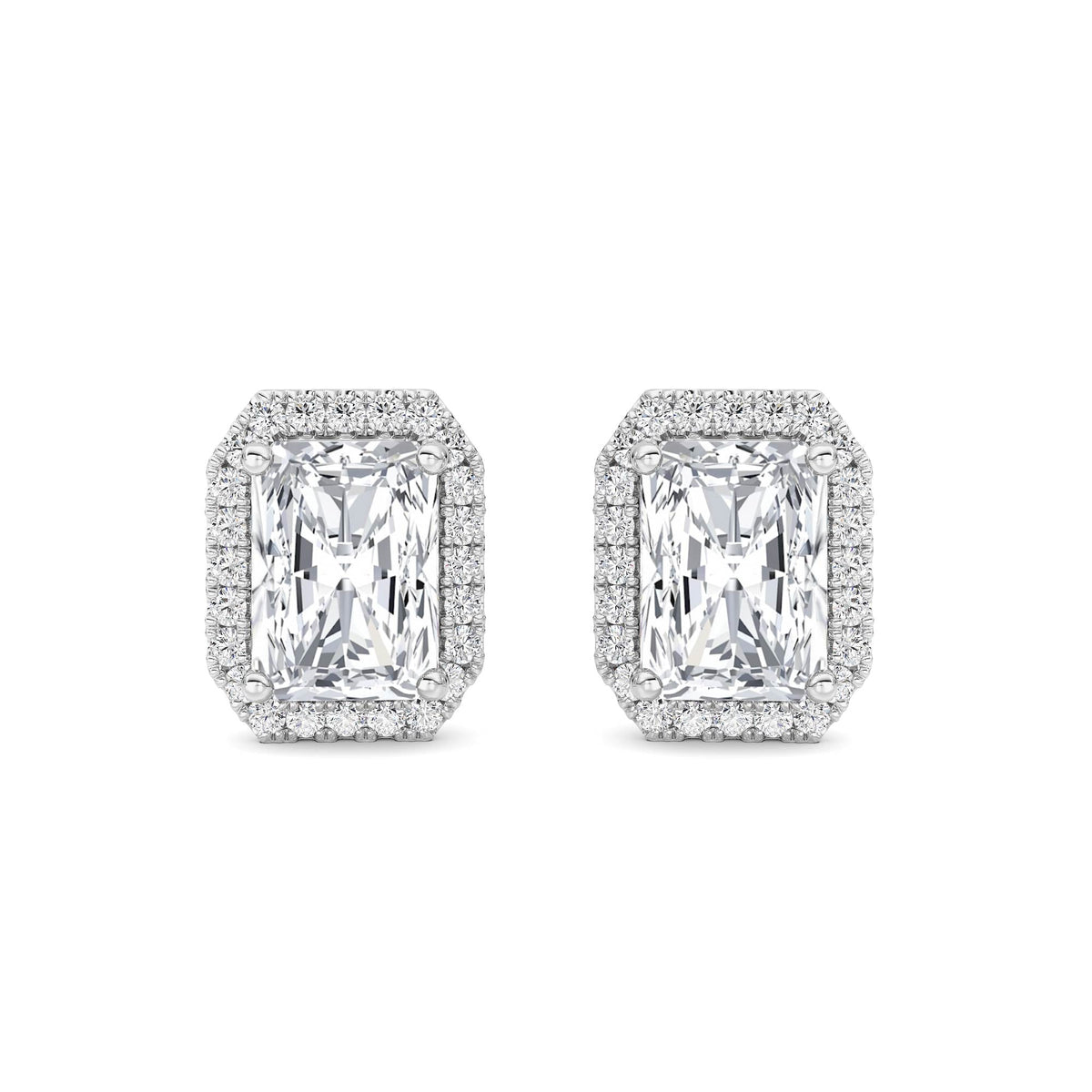 2CTW Radiant Lab-Grown Diamond Earrings 42 Stones